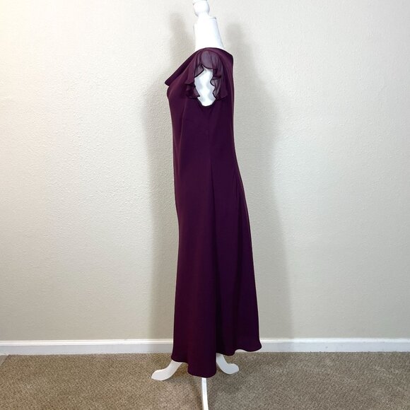 Jones Wear Dress 16 Plum Cowl Neck 90s Y2K Tiered Fairy Whimsi Gown - Picture 3 of 10